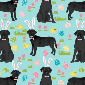 black lab fabric labrador retriever easter pastel fabric cute dog design - blue