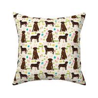 chocolate labrador easter fabric dog pastel easter spring design - cream