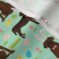 chocolate labrador easter fabric dog pastel easter spring design - mint