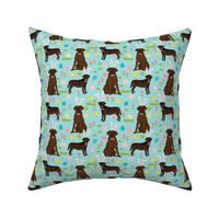 chocolate labrador easter fabric dog pastel easter spring design - blue