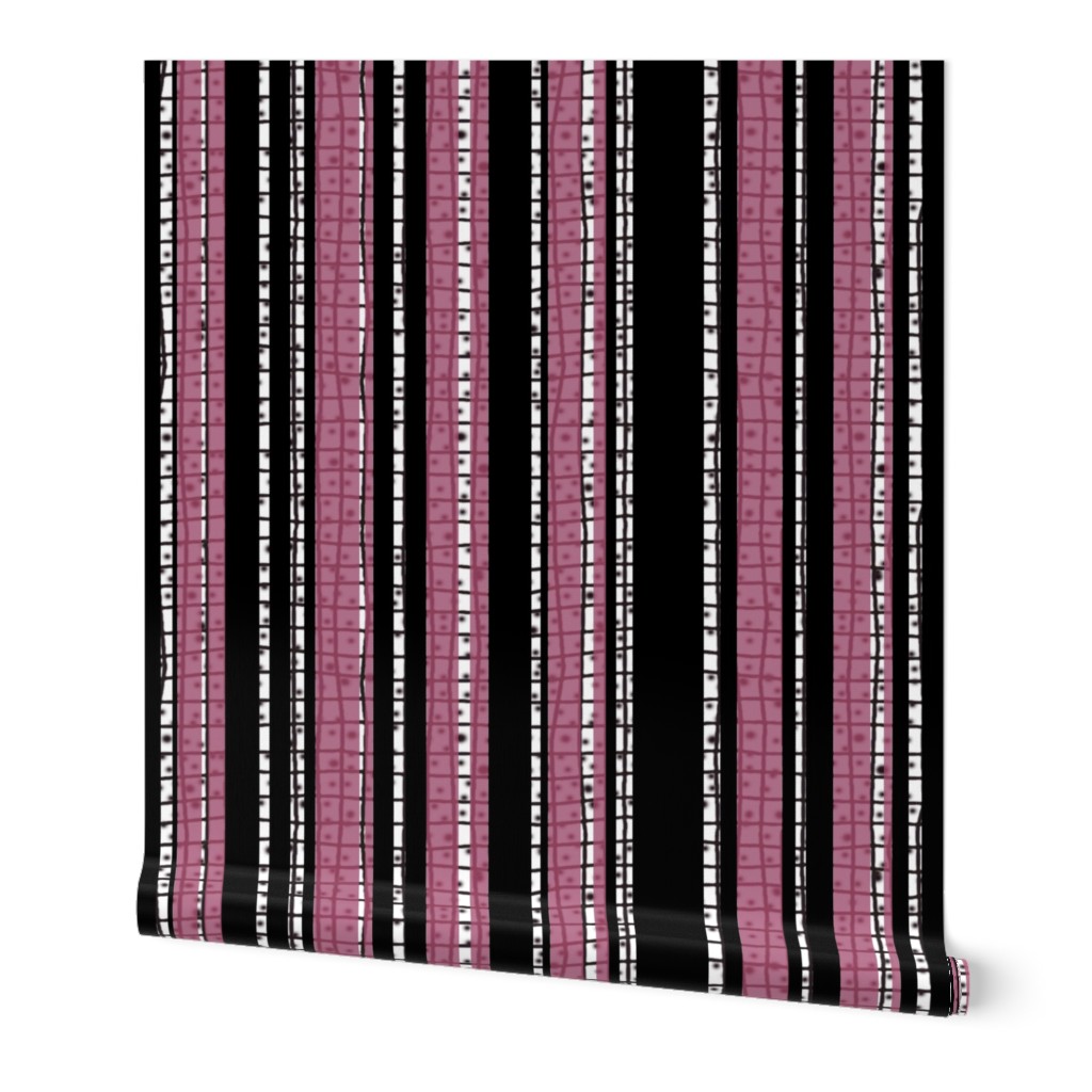 Textured Pink and Black Candy Stripe