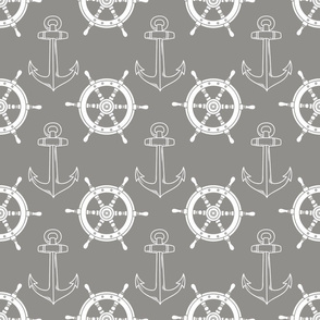 Ship Anchor and Wheel Grey