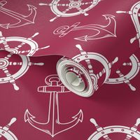 Nautical Wheel Anchor Merlot