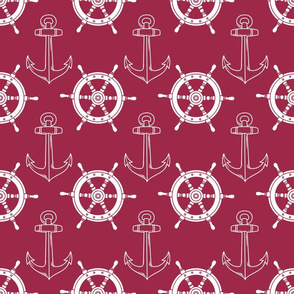 Nautical Wheel Anchor Merlot