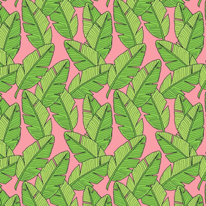 Banana Leaf Pattern on Pink
