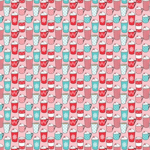 Peppermint Latte Coffee Pattern on Pink - small