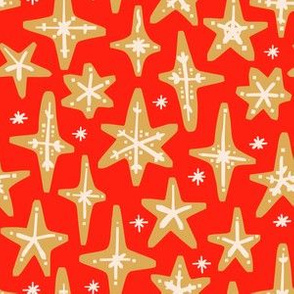 Gingerbread Stars on Red