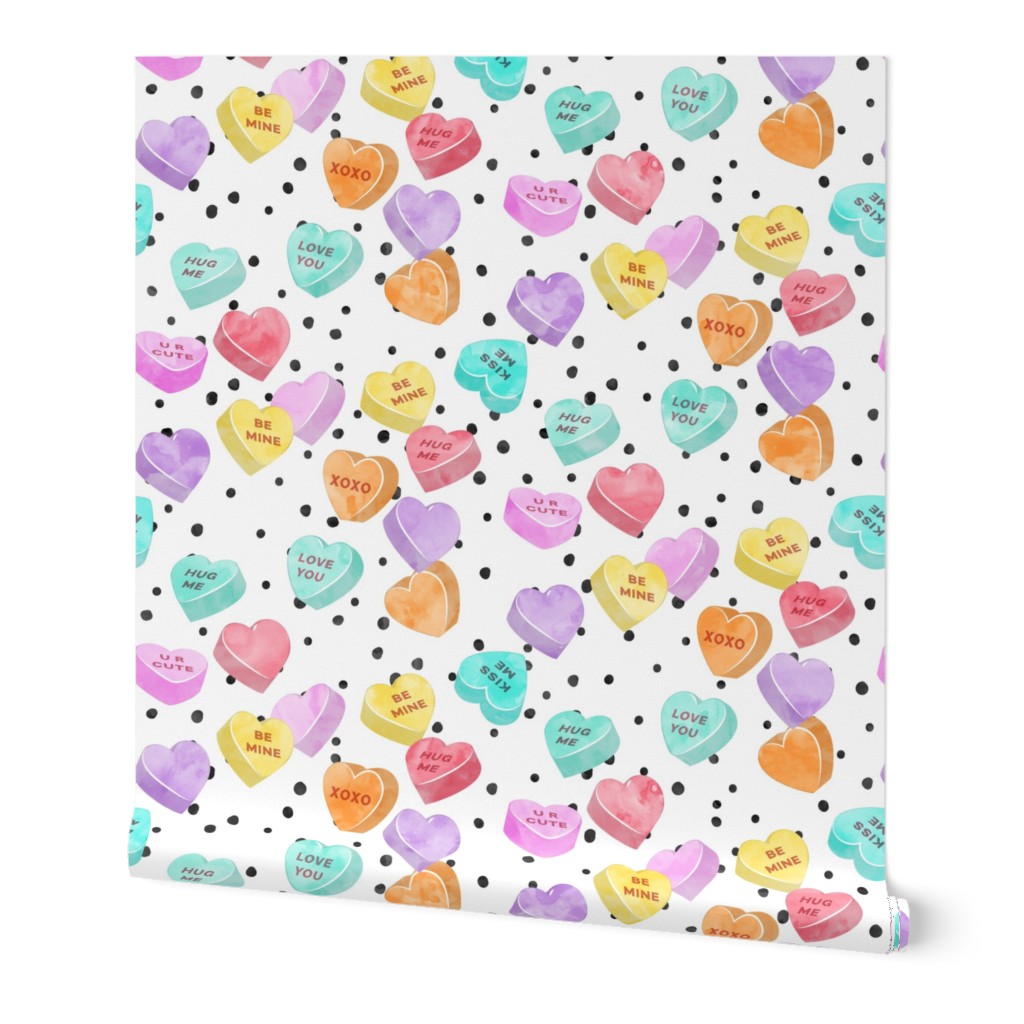 valentines day heart candy - conversation hearts  on spots 