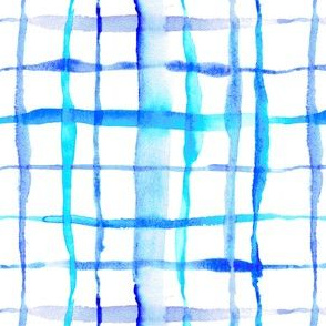 Watercolor Abstract Plaid Tie-Dye in Indigo Ink