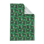 Black labrador retriever christmas stocking candy canes winter snowflakes green