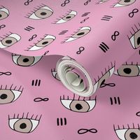 What are you looking at eyeballs and infinity eyelashes pop design pink