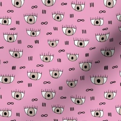 What are you looking at eyeballs and infinity eyelashes pop design pink