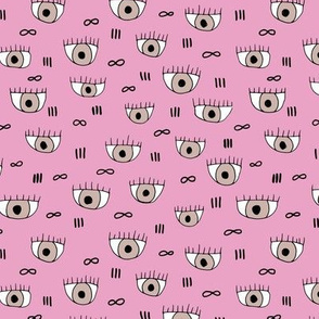 What are you looking at eyeballs and infinity eyelashes pop design pink