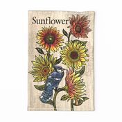 Sunflowers & Blue jay tea_towel_