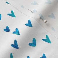 Watercolor Hearts - Seafoam and Blue