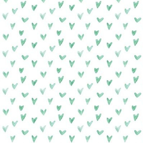 Watercolor Hearts - Light Green