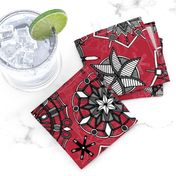 mandala snowflakes red