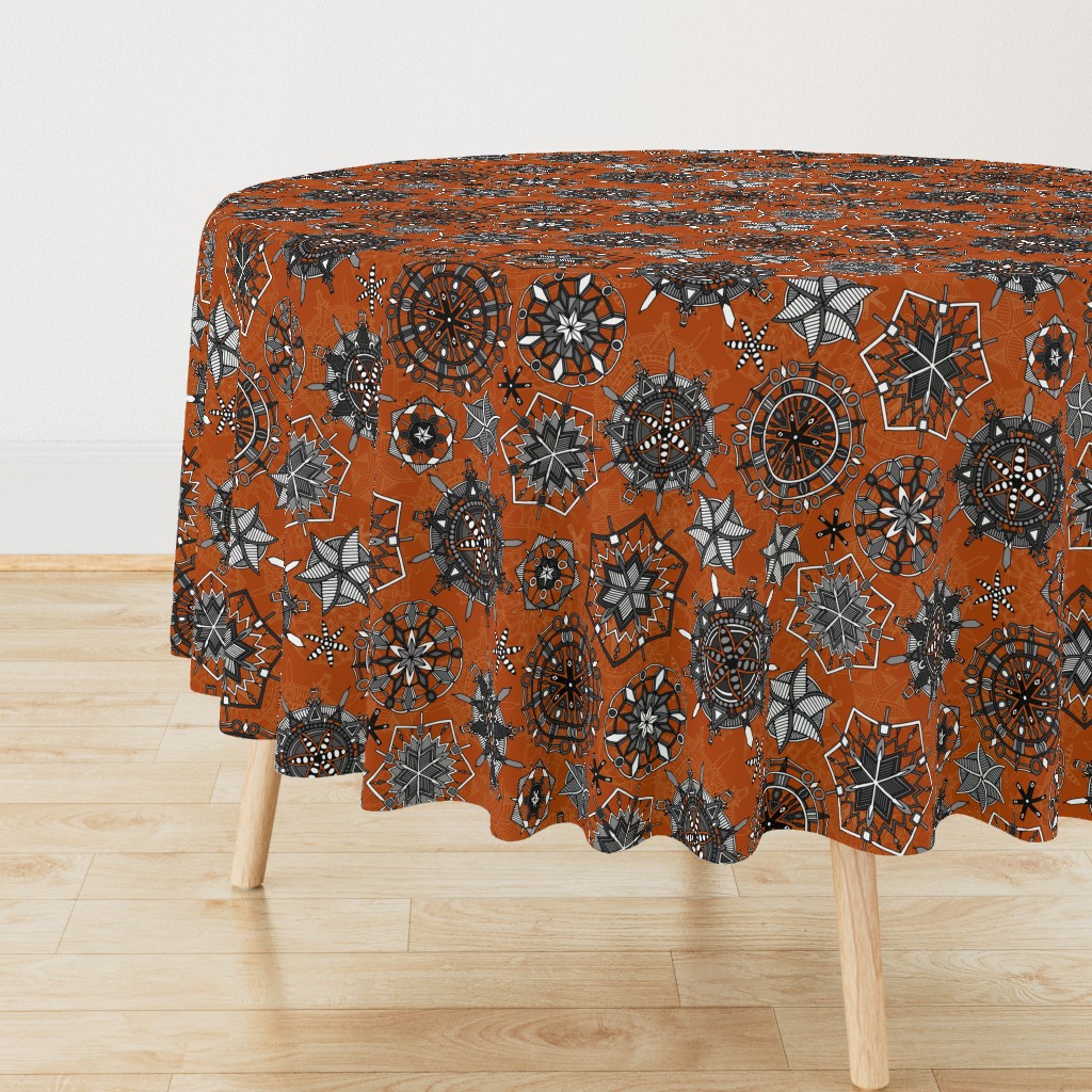 mandala snowflakes orange