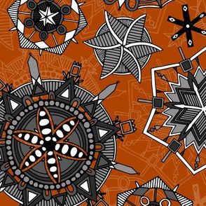 mandala snowflakes orange