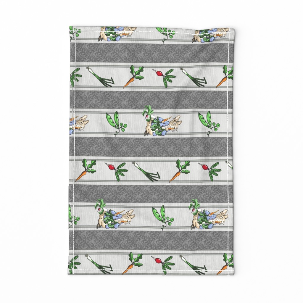 Peter Rabbit Garden Stripe Gray - Medium Scale