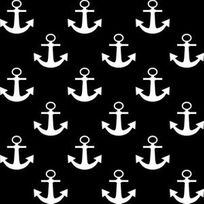 One Inch White Anchors on Black