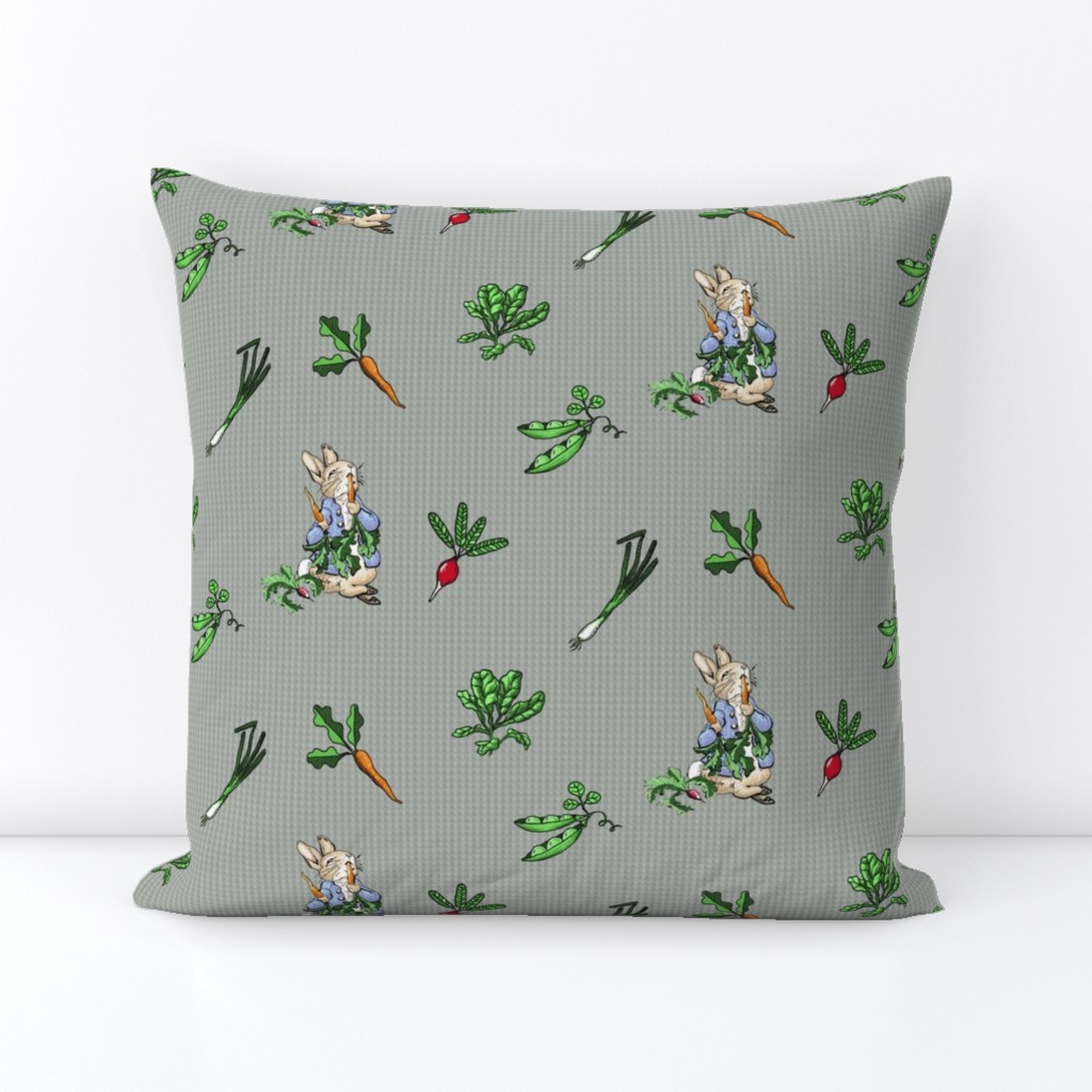 Peter Rabbit Toss - Modern Gray Gingham - Medium Scale