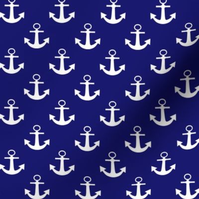 One Inch White Anchors on Midnight Blue