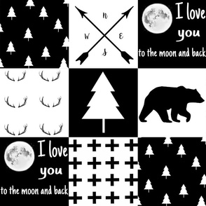 MONOCHROME wholecloth - woodland - love you to the moon