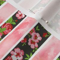 Wavy Floral Watercolour Stripes Peach Pink