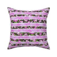 Wavy Floral Watercolour Stripes Purple