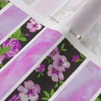 Wavy Floral Watercolour Stripes Purple
