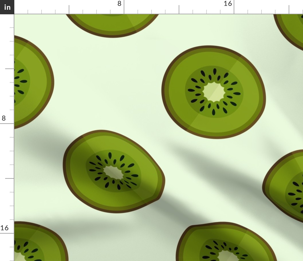 Ripe green kiwi fruit round slice pattern 