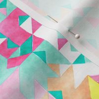 Scattered Watercolour Triangles Mint Green Pink Yellow