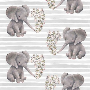 8" Floral Elephant with Stripes