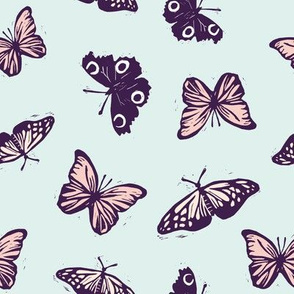 Vintage butterflies on mint
