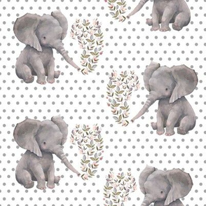 8" Floral Elephant with Polka dots
