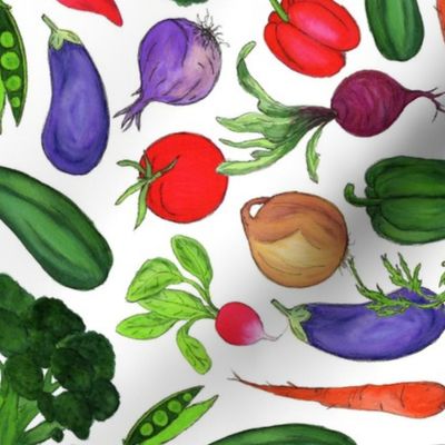 Garden Fresh Veggies Tea Towel