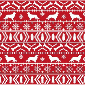 Cavalier King Charles Spaniel fair isle christmas dog silhouette fabric red