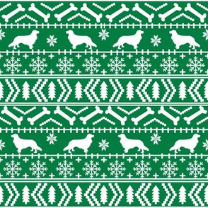 Cavalier King Charles Spaniel fair isle christmas dog silhouette fabric green