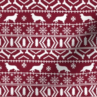 Cavalier King Charles Spaniel fair isle christmas dog silhouette fabric ruby