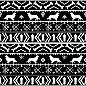 Cavalier King Charles Spaniel fair isle christmas dog silhouette fabric black and white