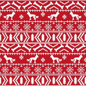 Chinese Crested fair isle christmas dog silhouette fabric red