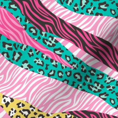 Cheetah Leopard Zebra Animal Stripes  Pink Green Mint