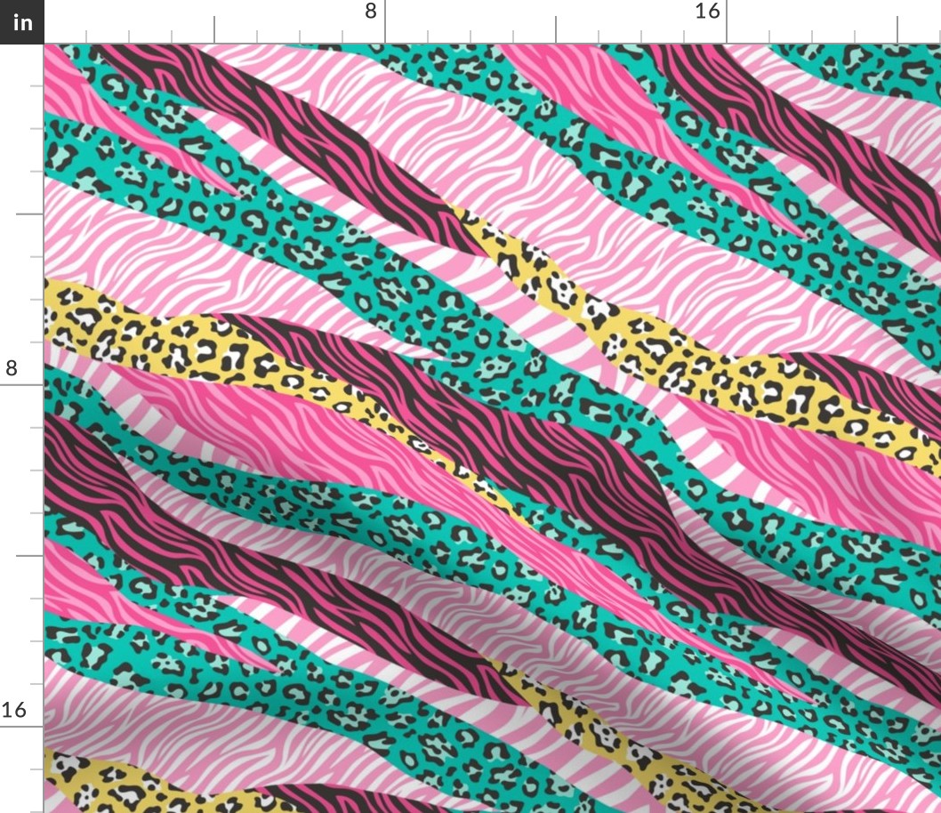 Cheetah Leopard Zebra Animal Stripes  Pink Green Mint