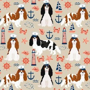 Cavalier Nautical fabric - cavalier dog fabric 