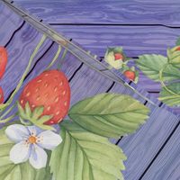 WATERCOLOR LARGE STRAWBERRY MIX ON WOOD PURPLE MAUVE VERTICAL