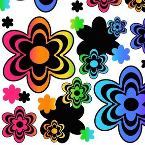 Rainbow Floral Mulitcolor Abstract Flowers 