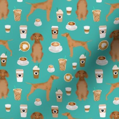 Vizsla coffee cafe dog fabric pet dog breeds vizslas turquoise