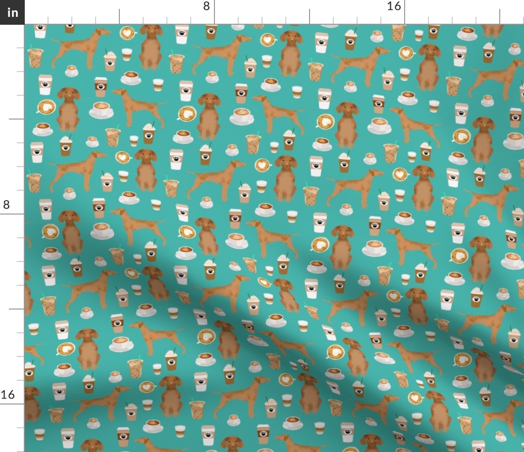 Vizsla coffee cafe dog fabric pet dog breeds vizslas turquoise