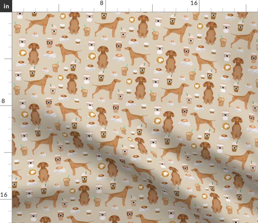 Vizsla coffee cafe dog fabric pet dog breeds vizslas tan